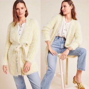 Anthropologie Yellow Larkin Shimmer Sweater Belted